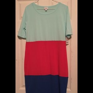 Lularoe Large Julia Color Block royal blue red